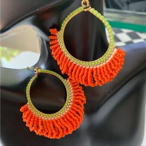 Handmade Orange Fringe Earrings